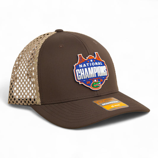 Florida Gators 2025 Basketball National Champions 3D Snapback Tilikum Trucker Hat- Brown/ Tan