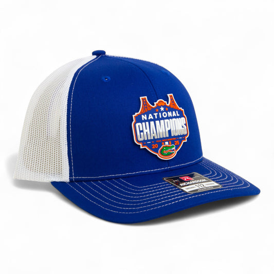 Florida Gators 2025 Basketball National Champions Snapback Trucker Hat- Royal/ White