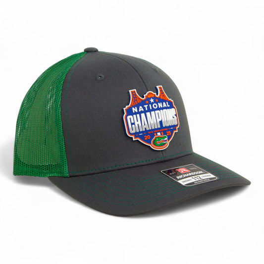 Florida Gators 2025 Basketball National Champions Snapback Trucker Hat- Charcoal/ Green