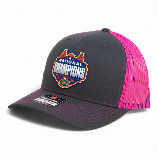 Florida Gators 2025 Final Four National Champions Snapback Trucker Hat- Charcoal/ Pink