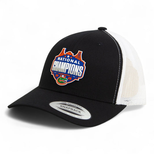 Florida Gators 2025 Final Four National Champions 3D YP Snapback Trucker Hat- Black/ White
