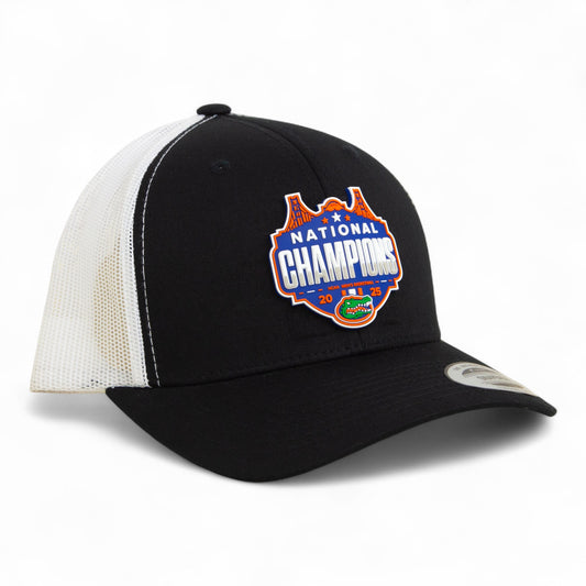 Florida Gators 2025 Basketball National Champions 3D YP Snapback Trucker Hat- Black/ White