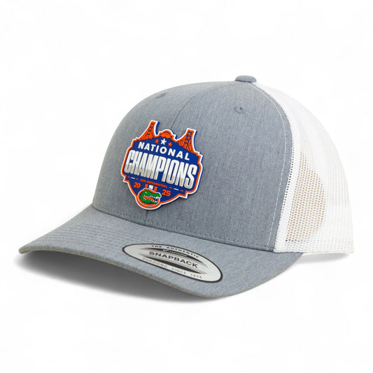 Florida Gators 2025 Final Four National Champions 3D YP Snapback Trucker Hat- Heather Grey/ White