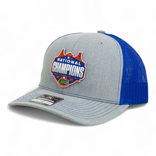 Florida Gators 2025 Final Four National Champions Snapback Trucker Hat- Heather Grey/ Royal