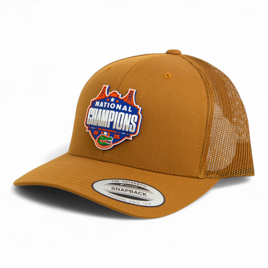 Florida Gators 2025 Final Four National Champions 3D YP Snapback Trucker Hat- Caramel