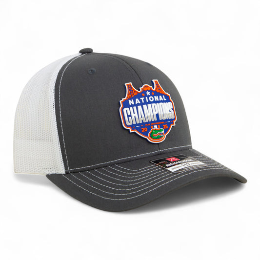 Florida Gators 2025 Basketball National Champions Snapback Trucker Hat- Charcoal/ White