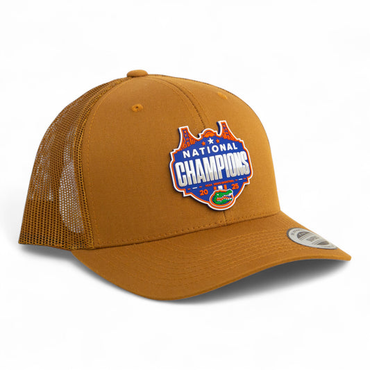Florida Gators 2025 Basketball National Champions 3D YP Snapback Trucker Hat- Caramel