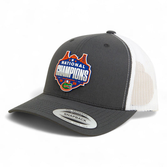 Florida Gators 2025 Final Four National Champions 3D YP Snapback Trucker Hat- Charcoal/ White