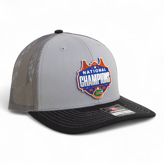 Florida Gators 2025 Basketball National Champions Snapback Trucker Hat- Grey/ Charcoal/ Black