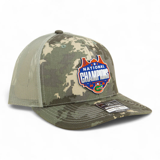 Florida Gators 2025 Basketball National Champions Snapback Trucker Hat- Military Digital Camo
