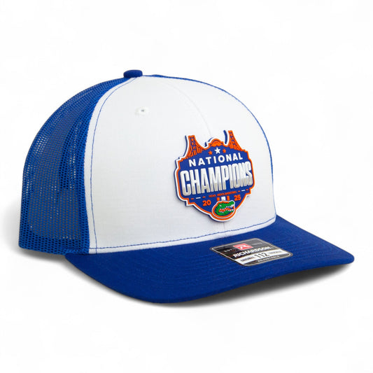 Florida Gators 2025 Basketball National Champions Snapback Trucker Hat- White/ Royal