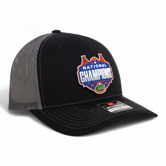 Florida Gators 2025 Basketball National Champions Snapback Trucker Hat- Black/ Charcoal