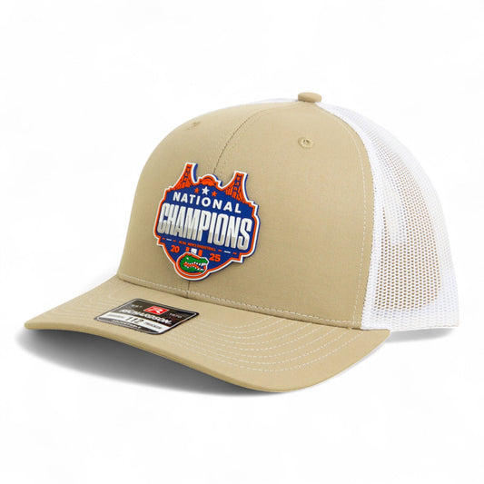 Florida Gators 2025 Final Four National Champions Snapback Trucker Hat- Tan/ White