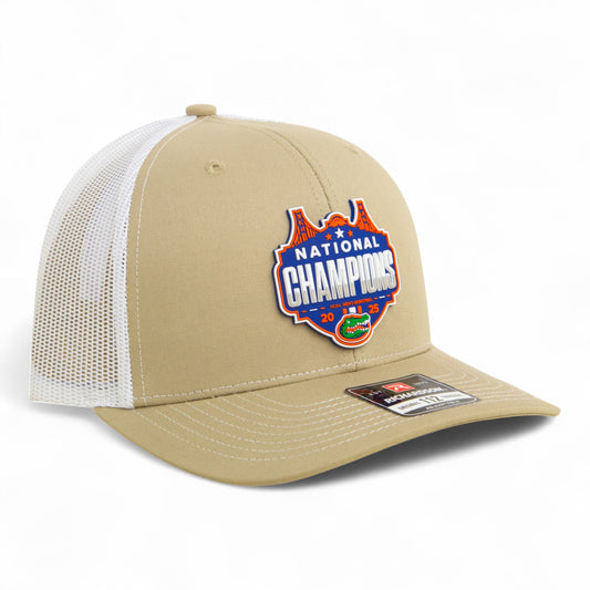 Florida Gators 2025 Basketball National Champions Snapback Trucker Hat- Tan/ White