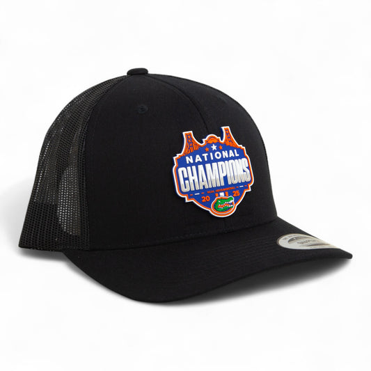Florida Gators 2025 Basketball National Champions 3D YP Snapback Trucker Hat- Black