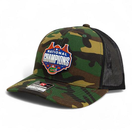Florida Gators 2025 Final Four National Champions Snapback Trucker Hat- Army Camo/ Black