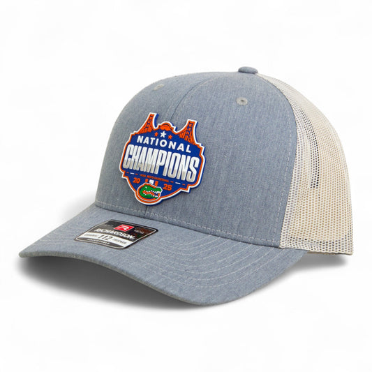 Florida Gators 2025 Final Four National Champions Snapback Trucker Hat- Heather Grey/ Light Grey
