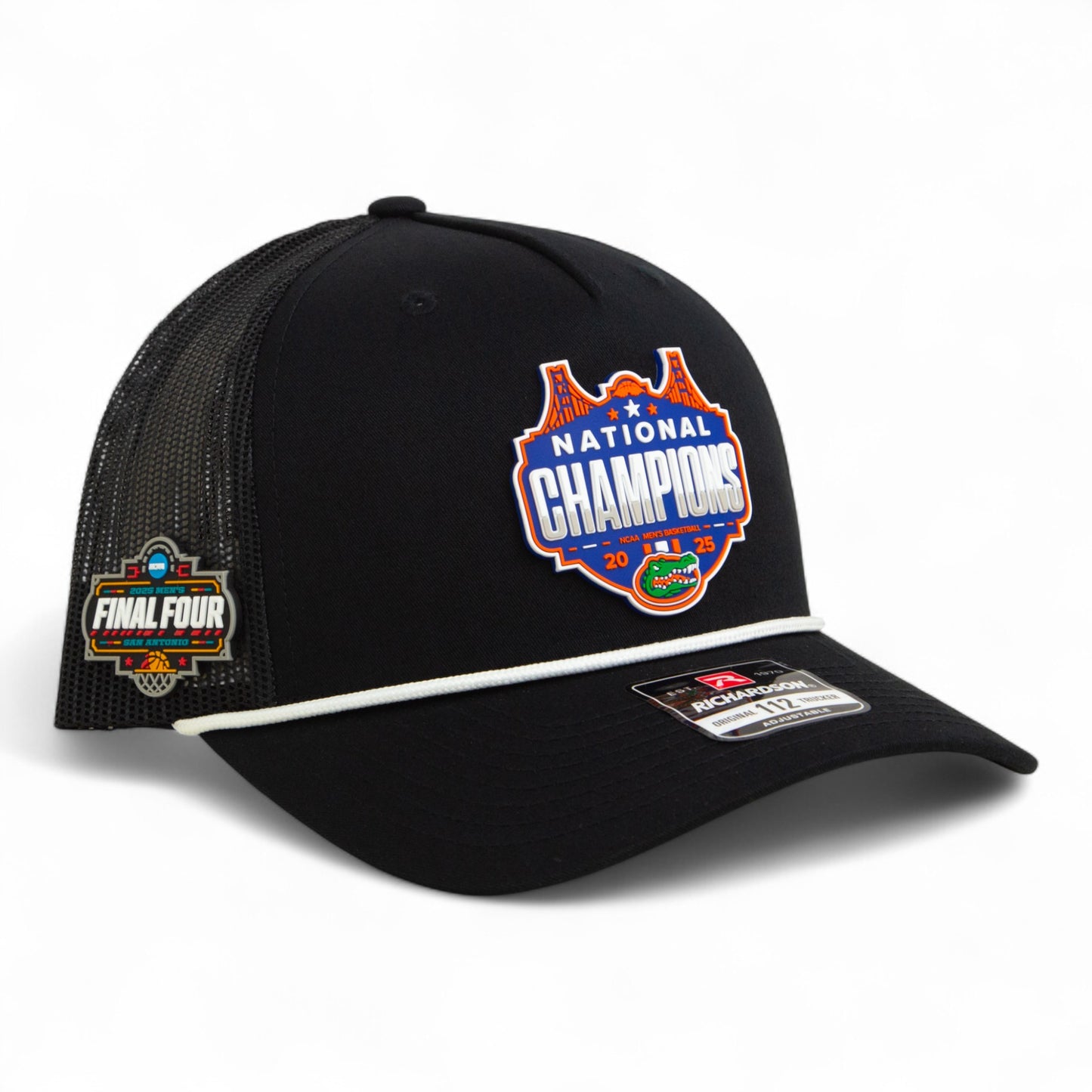 Florida Gators 2025 Final Four National Champions Snapback Trucker Rope Hat- Black/ White