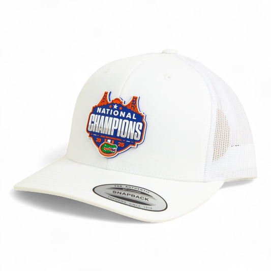 Florida Gators 2025 Final Four National Champions 3D YP Snapback Trucker Hat- White