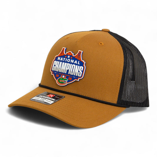 Florida Gators 2025 Final Four National Champions Snapback Trucker Rope Hat- Caramel/ Black