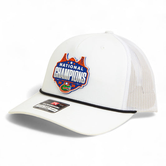 Florida Gators 2025 Final Four National Champions Snapback Trucker Rope Hat- White/ Black