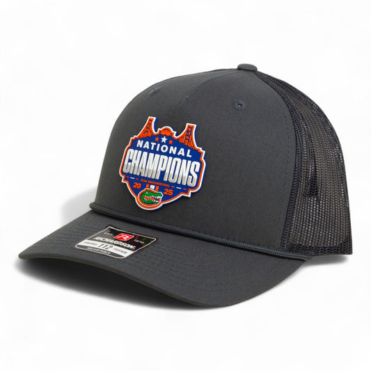 Florida Gators 2025 Final Four National Champions Snapback Trucker Rope Hat- Charcoal