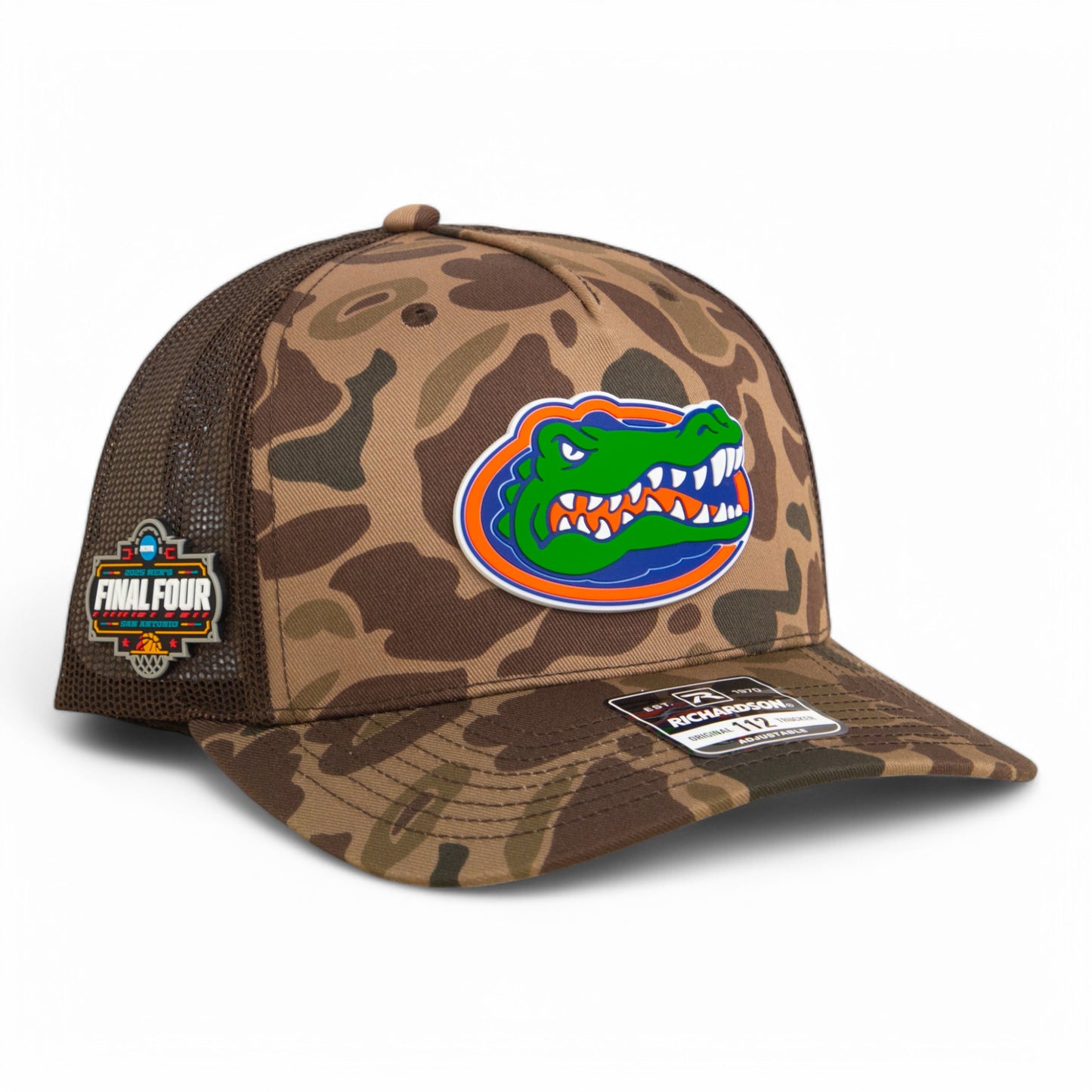 Florida Gators 2025 Final Four 3D Snapback Trucker Hat- Bark Duck Camo/ Brown