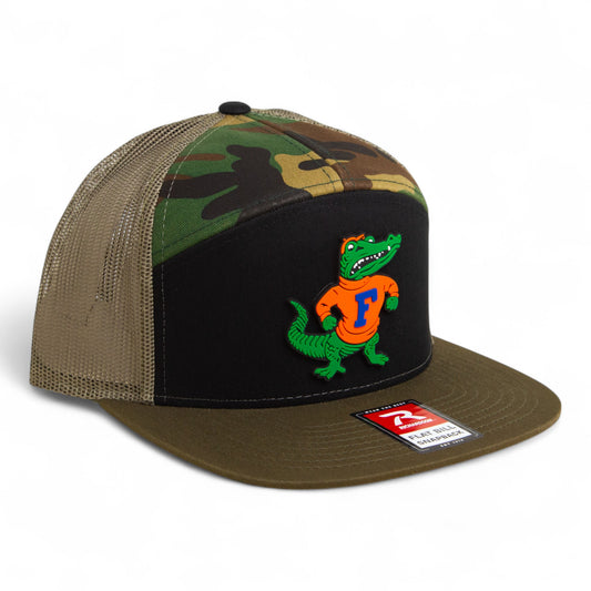 Florida Gators Retro Albert 3D Snapback Seven-Panel Flat Bill Trucker Hat- Black/ Camo/ Loden