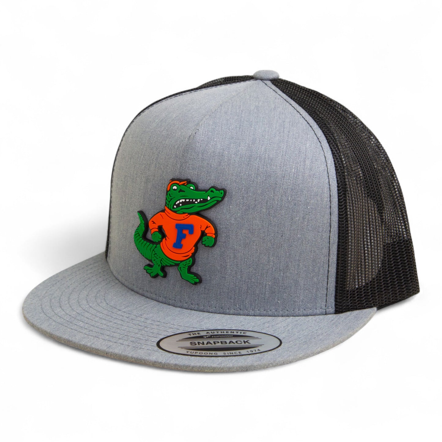 Florida Gators Retro Albert 3D YP Snapback Flat Bill Trucker Hat- Heather Grey/ Black