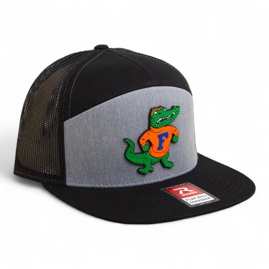 Florida Gators Retro Albert 3D Snapback Seven-Panel Flat Bill Trucker Hat- Heather Grey/ Black