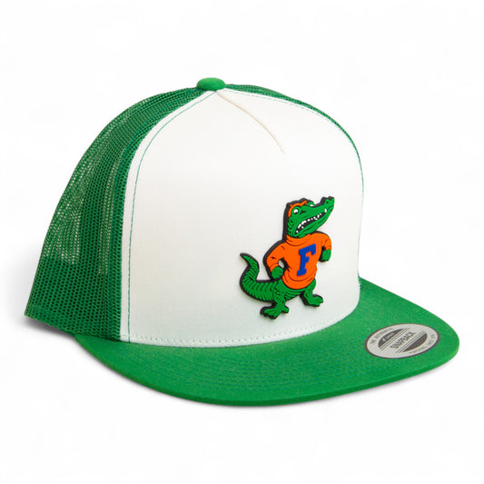Florida Gators Retro Albert 3D YP Snapback Flat Bill Trucker Hat- White/ Kelly Green