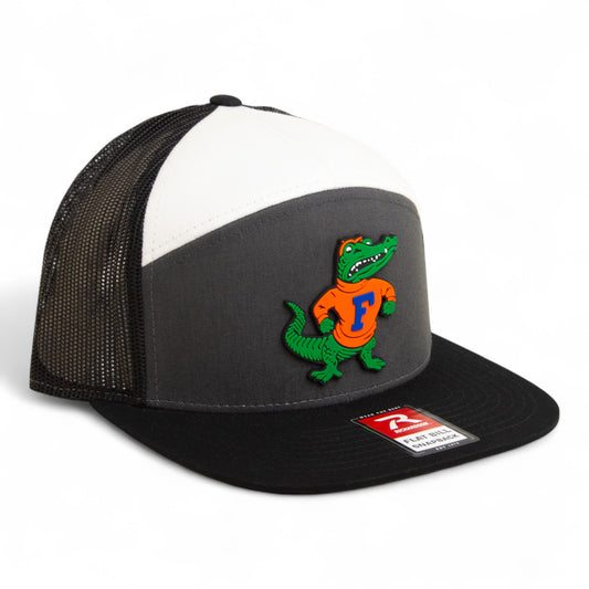 Florida Gators Retro Albert 3D Snapback Seven-Panel Flat Bill Trucker Hat- Charcoal/ Black/ White