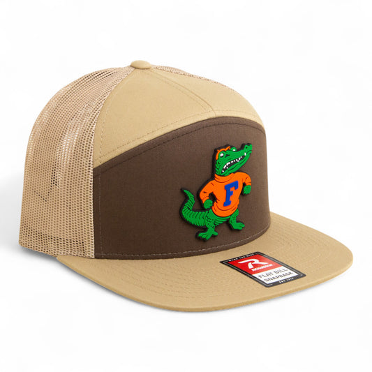 Florida Gators Retro Albert 3D Snapback Seven-Panel Flat Bill Trucker Hat- Brown/ Tan