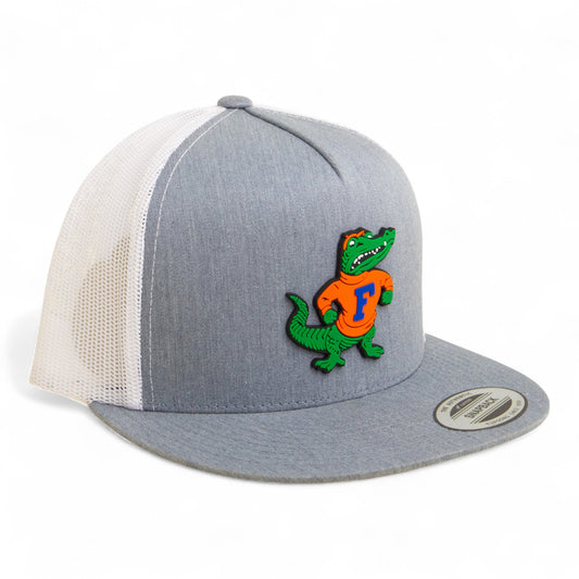 Florida Gators Retro Albert 3D YP Snapback Flat Bill Trucker Hat- Heather Grey/ White