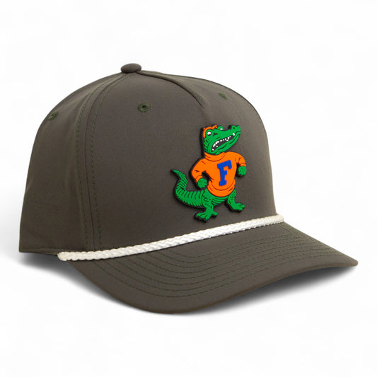 Florida Gators Retro Albert 3D Five Panel Classic Rope Hat- Dark Olive Green/ White