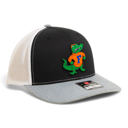 Florida Gators Retro Albert 3D Snapback Trucker Hat- Black/ White/ Heather Grey