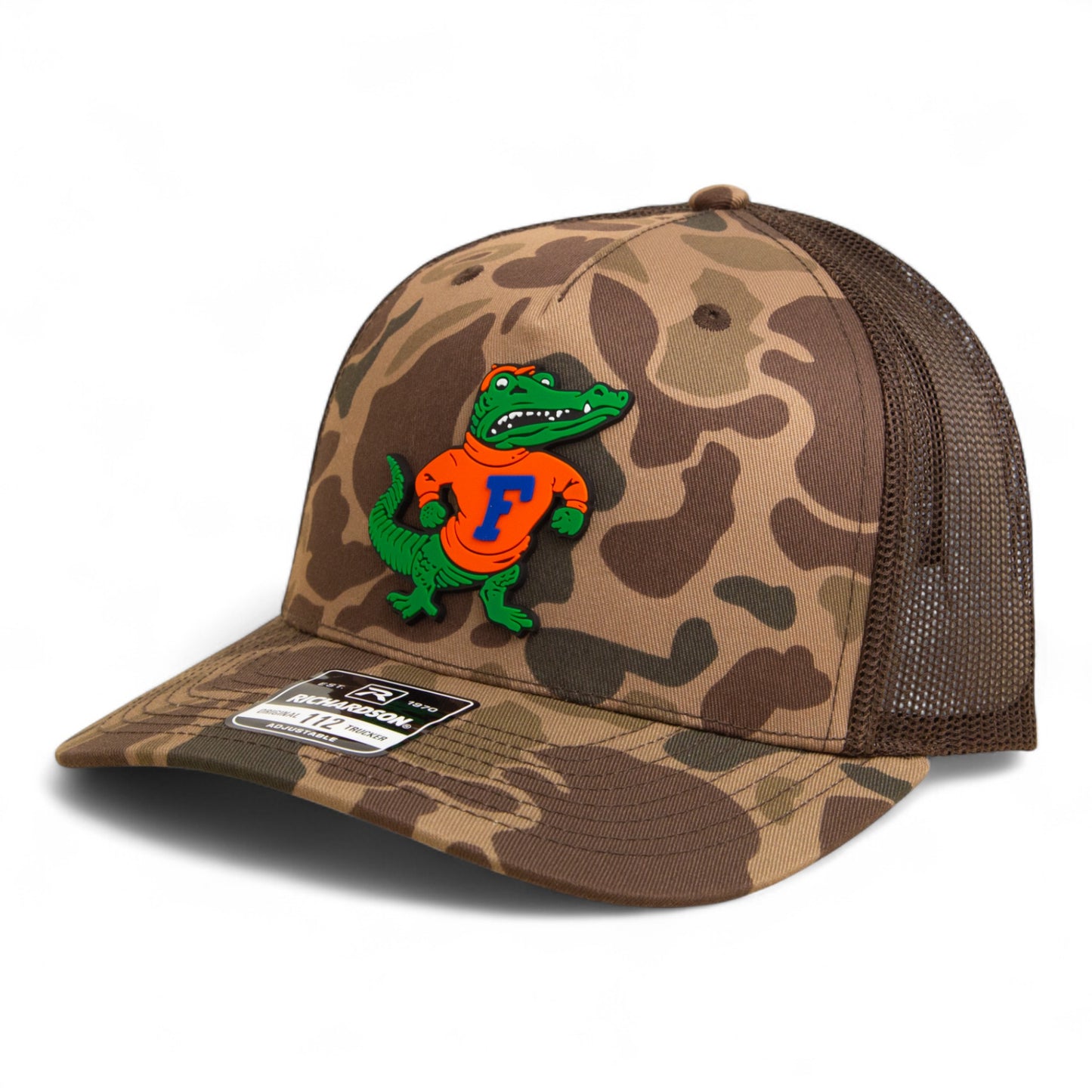 Florida Gators Retro Albert 3D Snapback Trucker Hat- Bark Duck Camo/ Brown