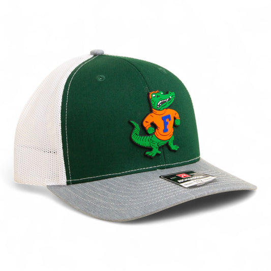 Florida Gators Retro Albert 3D Snapback Trucker Hat- Dark Green/ White/ Heather Grey