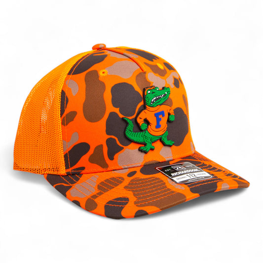 Florida Gators Retro Albert 3D Snapback Trucker Hat- Blaze Duck Camo/ Blaze