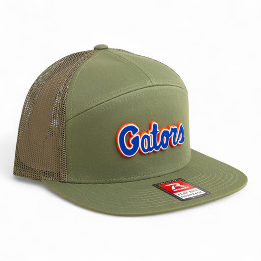 Florida Gators Script Blue 3D Snapback Seven-Panel Flat Bill Trucker Hat- Loden Green