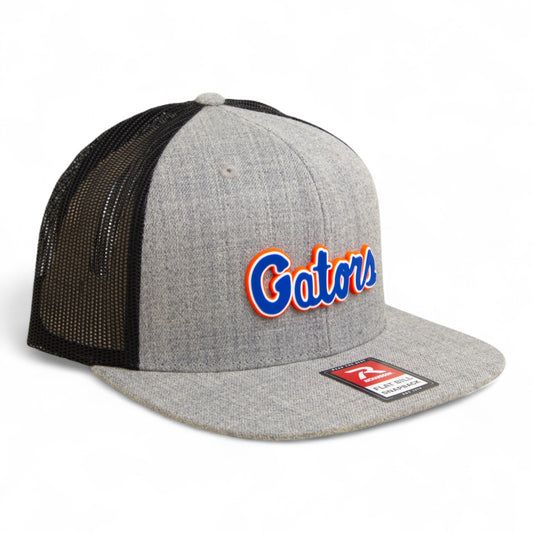 Florida Gators Script Blue 3D Wool Blend Flat Bill Hat- Heather Grey/ Black