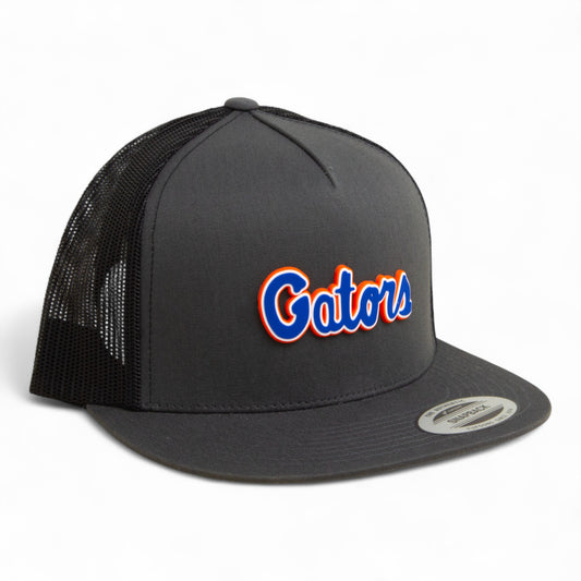 Florida Gators Script Blue 3D YP Snapback Flat Bill Trucker Hat- Charcoal/ Black