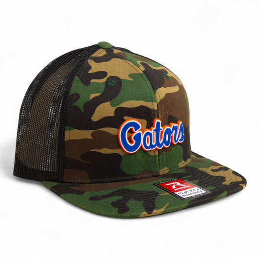 Florida Gators Script Blue 3D Wool Blend Flat Bill Hat- Army Camo/ Black