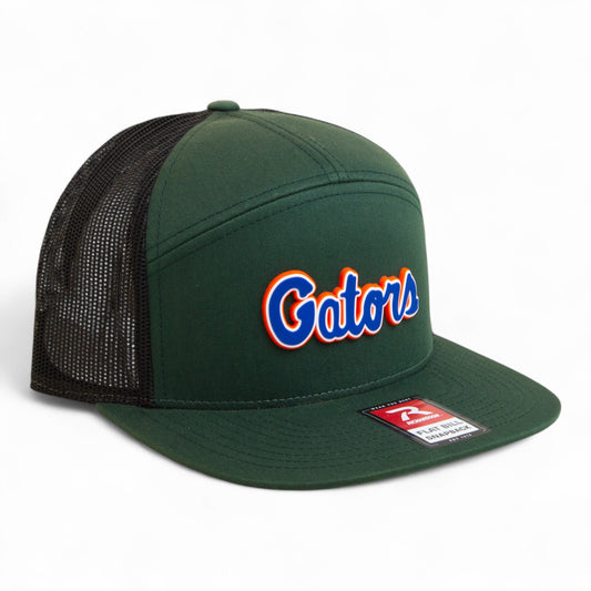 Florida Gators Script Blue 3D Snapback Seven-Panel Flat Bill Trucker Hat- Dark Green/ Black