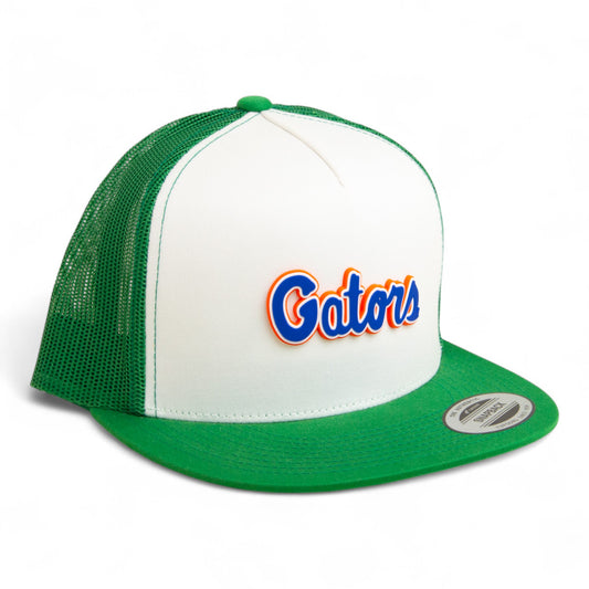 Florida Gators Script Blue 3D YP Snapback Flat Bill Trucker Hat- White/ Kelly Green