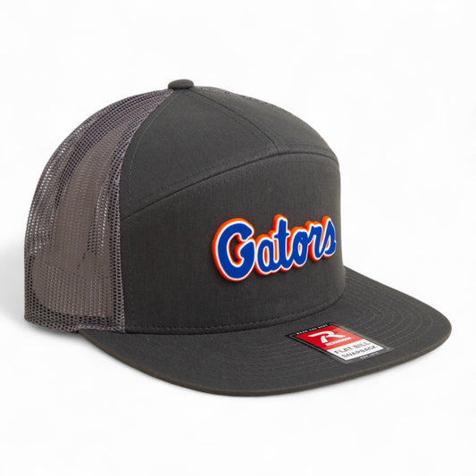 Florida Gators Script Blue 3D Snapback Seven-Panel Flat Bill Trucker Hat- Charcoal