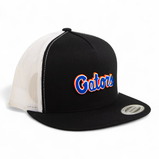Florida Gators Script Blue 3D YP Snapback Flat Bill Trucker Hat- Black/ White