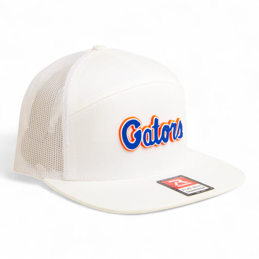 Florida Gators Script Blue 3D Snapback Seven-Panel Flat Bill Trucker Hat- White