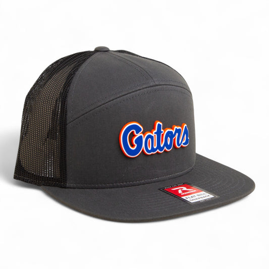 Florida Gators Script Blue 3D Snapback Seven-Panel Flat Bill Trucker Hat- Charcoal/ Black