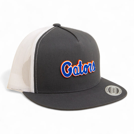 Florida Gators Script Blue 3D YP Snapback Flat Bill Trucker Hat- Charcoal/ White